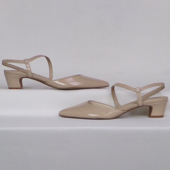 LIFESTRIDE SOFT SYSTEM 10M MINIMALIST beige mid-heel slingback point-toe pumps - Picture 1 of 16